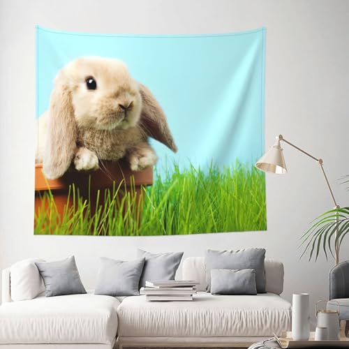Tapisserie lapin herbe verte EdWal de grande taille 152x130cm