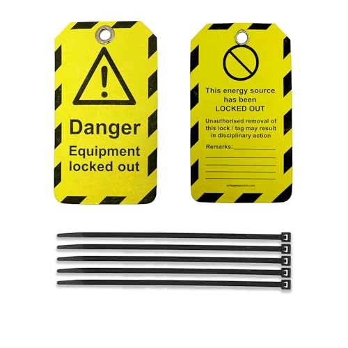 SciTag Emporium 40 Lockout Tagout Tags, with 40 Zip Ties, Anti Static, Danger Equipment Locked Out Tags, OSHA Compliant, Loto Tags, Tear Resistant & Weatherproof, 5.1