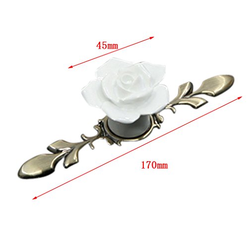 Baoblaze 170mm Armário Armário Cômoda Cômoda Puxador de Cerâmica Rosa Puxador-branco