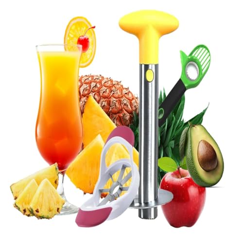 3PCS Stainless Steel Apple, Avocado & Pineapple Slicer Set – Heavy-Duty Corer & Cutter with Reinforced Blade for Quick & Easy Fruit Cutting Prep – Sharp, Durable & Ergonomic Kitchen Tool”