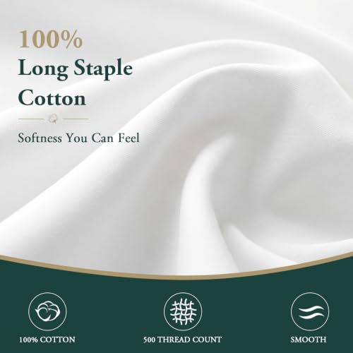 Image of Nuzzle Pillow Cases Standard Size Set of 2, 100% Cotton Pillowcases with Envelope Closure, Pillow Covers with 500 Thread Count, Hotel Quality, Soft and Breathable, White(Pillows Not Included)