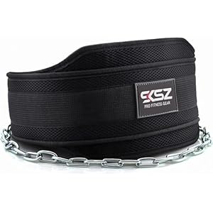 SKSZ dip belt with chain 36” heavy duty steel chain, neoprene fitness weightlifting belt, dip belt for bodybuilding, strength training, weightlifting and pull-ups, weight belt