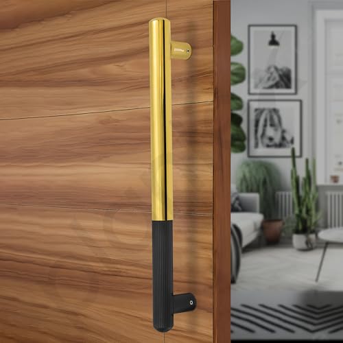Image of Plantex Door Handle /14 Inch Main Door Handle /Stainless Steel and Aluminium Door Handle /Pull-Push Door Handle /Door Accessories (Pack of 1, Black & Gold)