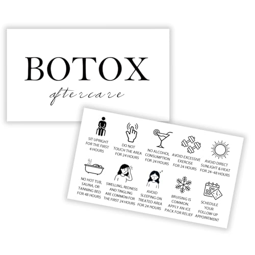100 Pack Botox Aftercare Cards 3.5x2.1" Business Card Aftercare f...