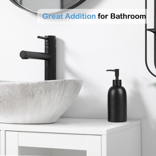 Image of Natheeph Soap Dispenser for Bathroom /Kitchen Fill Hand Soap /Dish Soap, 14OZ | Soap Pump Dispenser Bottle, Ceramic Soap Dispenser Refillable Shampoo /Lotion /Liquid /Detergent for Bathroom /Kitchen (Black)