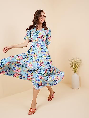 Image of Rare Women's Rayon Fit and Flare Maxi Casual Dress