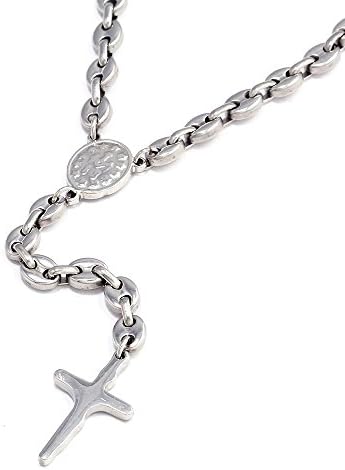 DonDon Men's Rosary Rosary Stainless Steel 62 cm with Black Velve...