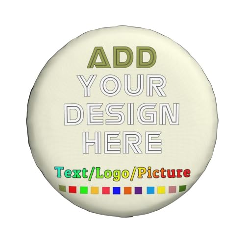 Image of Custom Spare Tire Cover 14-17 Inch, Personalized Universal Wheel Cover Add Your Own Photo Text Logo Waterproof Dust-Proof Tire Covers Protectors for Trailer Truck SUV Universal, Beige
