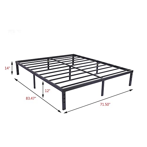 Mombinus 14 Inches Tall California King Metal Platform Bed Frame/Heavy Duty Steel Slat Support/Noise Free/Easy Assembly/No Box Spring Needed Black #TOP1