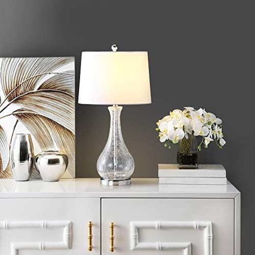Safavieh Lighting Collection Finnley Clear/ Chrome 28-inch Bedroom Living Room Home Office Desk Nightstand Table Lamp (LED Bulb Included)