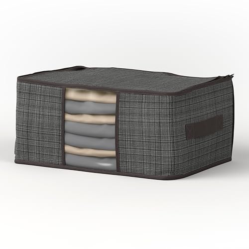 Lifelong Blankets Storage Bag for Home | Underbed Organizer & King Size Blanket Cover | Non-Woven Fabric & Transparent Window | Large Bag for Clothes with Handle for Easy Carrying (LLUBL01, Grey)