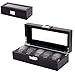Produktbild 5-Slot Watch Box, Display Box As A Gift with Velvet Lining Cushions Locks Car Line Multifunctional Birthday Gift,Schwarz