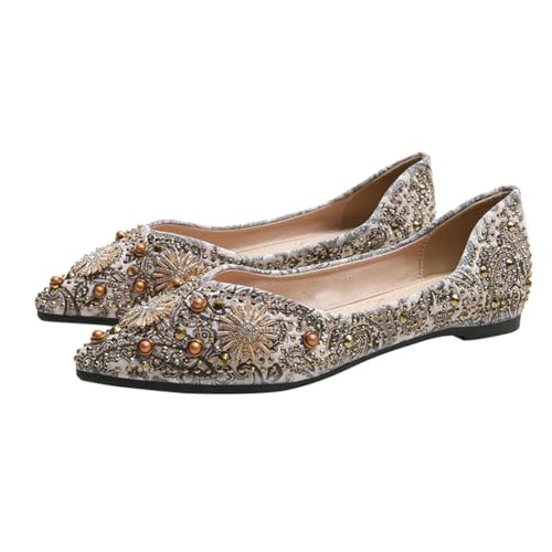 Women Pointed Toe Crystal Loafers Spring Classic Flats Shoes Women's Ballet Shoes2