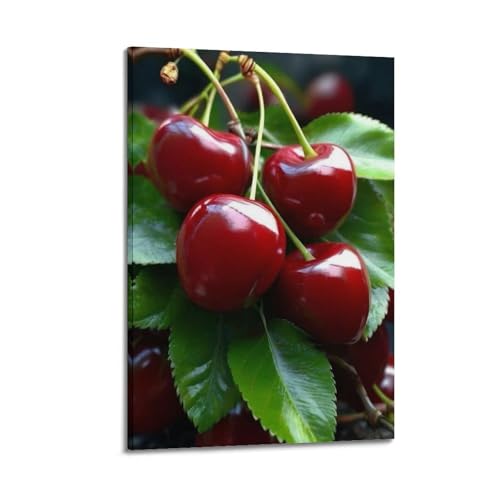 Décoration murale artistique moderne cerises rouges 50x75