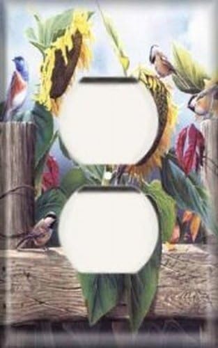 Sunflower Birds Decorative Outlet Cover - Single Duplex Receptacle Wall Plate