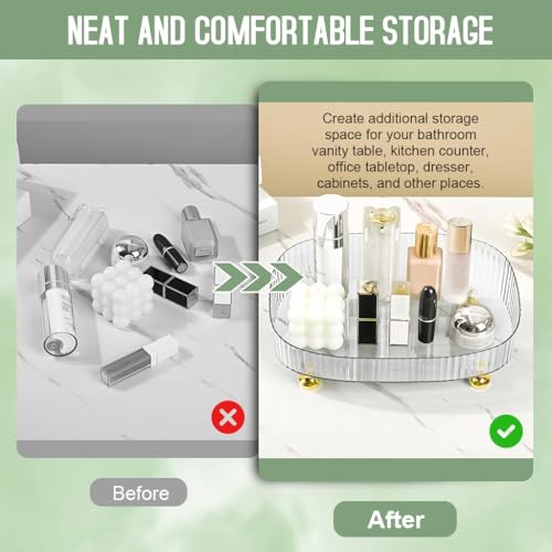 Image of HASTHIP Perfume Organizer - Makeup Organizer Stand Perfume Tray Decorative Storage Holder Non-Slip & Waterproof Bathroom Tray Countertop Decor, Clear, 27x18x6.5cm