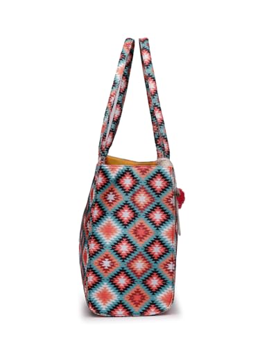 Image of ENSAC Women's Floral Print Tote Bag | Lightweight Handbag with Zipper Closure