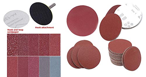 Image of DIY Crafts 25mm 1 inchinch Sander Disc Sanding Discs Paper with Abrasive Polish Pad Plate + 1 /4 Inch Shank for Rotary Grits 60 /80 /100 /120 /240 (Pack Of 50 Pcs Combo, Silver Brawn & Hook & Loop)
