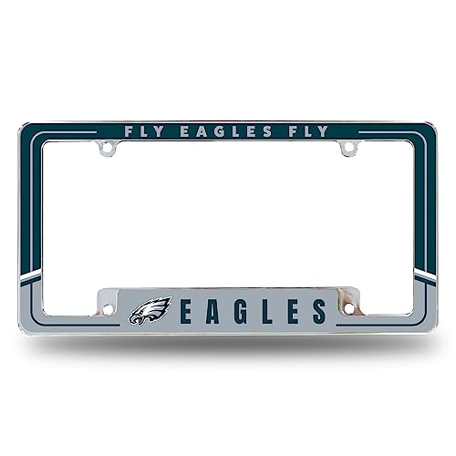 Rico Industries NFL Football Philadelphia Eagles Two-Tone 12 x 6 Chrome All Over Automotive License Plate Frame for Car/Truck/SUV