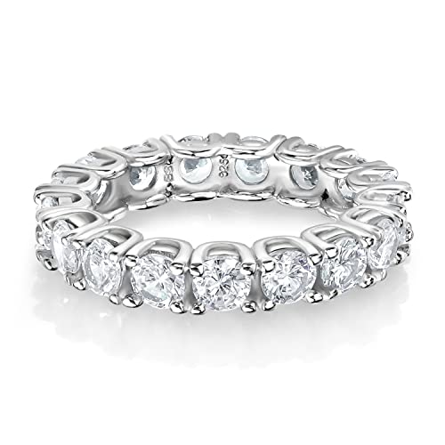 Gem Stone King 925 Sterling Silver Cubic Zirconia CZ Eternity Wedding Band Ring For Women (1.75 Cttw, 4MM Round Each)2