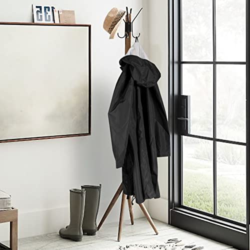 ANYOO Damen Regenjacke Regenmantel Wasserdicht mit Kapuze, Leichter Lange Regenponcho Windbreaker Regenbekleidung, Schwarz,Einheitsgröße