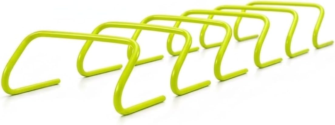 9 Inch Set of 6 Yellow Agility Speed Hurdles for Sports Training Football Soccer Basketball Track Field Plyometric Drills Footwork Balance Coordination Jump Lateral Agility Exercise Fitness Equipment