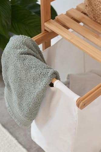 Digithome Bambu 2 Bölmeli Kirli Sepetli Çamaşır Sepeti Raflı Banyo Düzenleyici DB-0007 - Görsel 4