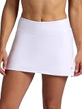 HEAD Women’s Crosscourt Mesh Panel Skort, Standard Fit, 13” Inseam, Mid-Rise, Stretch Midweight Material, Built-in Compression Shorts with Pockets, Stark White, Medium