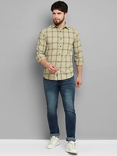 Image of Allen Cooper Pure Cotton Checked Full Sleeve Shirts For Men(64OG-M)