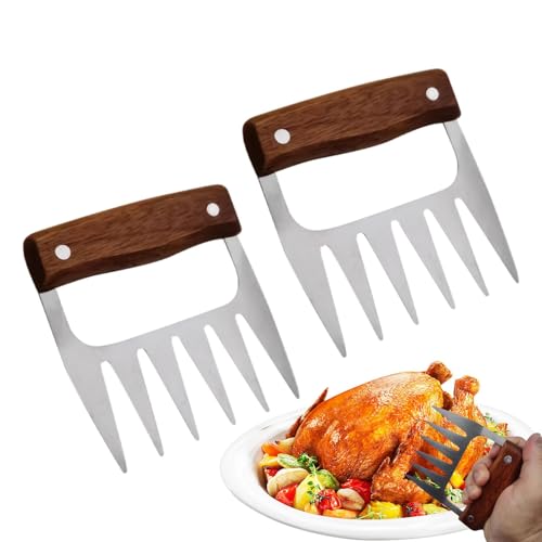 Trituradora De Carne Con Garra De Oso, Trituradora De Pollo De 2 Piezas, Divisor De Carne Con Garra De Oso Con Mango De Madera, Picadora De Pollo, Desgarrador De Carne Manual, Perdedor De Carne De Ace