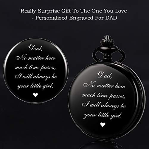 Sibosun Pocket Watch Men Personalized Gifts For Dad From Daughter Son Engraved Pocket Watch For Dad Papa Father Daddy Birthday - Little Girl/Hero #TOP3