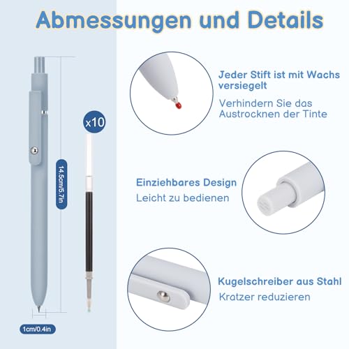 Partideal 33 Stück Textmarker Pastell Set,12 Stück Aesthetic Marker Stifte 5 Stück 0,5 mm Gelstifte mit 10 Ersatzminen Enthalten und 6 Korrekturbänder für Journal Bibel Schule Büro