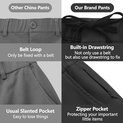 JWM 32" Mens Casual Chinos Pants Straight Fit Black4