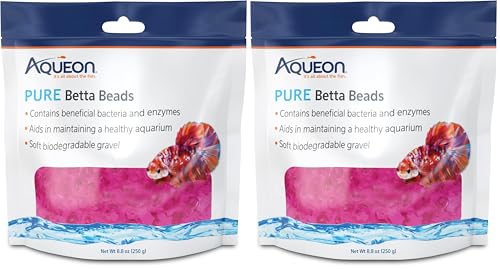 Image of Aqueon Pure Betta Beads, Water Care for Unfiltered Aquariums, Maintains Clear Water and Helps Breakdown Organic Sludge, Pink (Pack of 2)