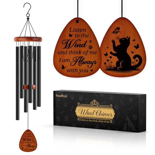 SteadStyle Cat Memorial Gifts for Loss of Cat Pet Memorial Wind Chimes Pet Memorial Gifts for Cats Loss of Cats Sympathy Gift Remembrance Sympathy Wind Chime Outdoor Garden Patio 25.5 in