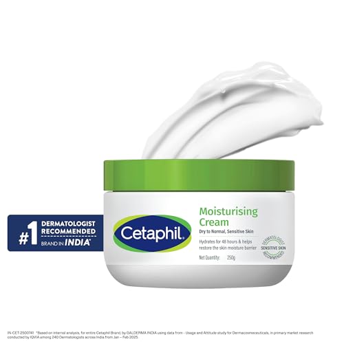 Cetaphil Moisturising Cream for Face & Body,Dry to Normal skin, 250 gm, Paraben & Sulphate free, Niacinamide &Vitamin B5