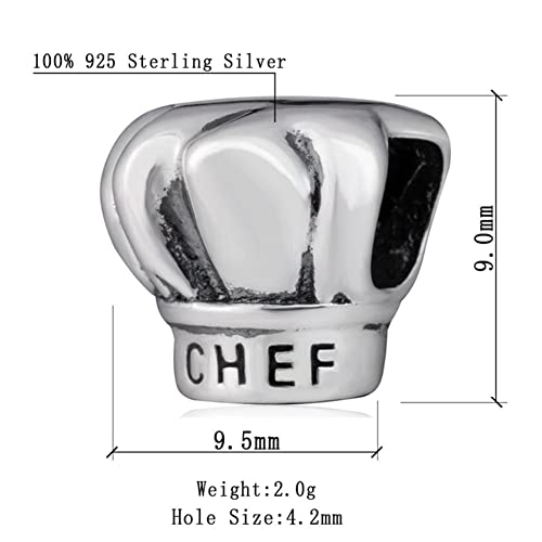 Antique Silver Charm-925 Sterling Silver Cooking Chef Hat, Smiley Face, Hope Ribbon, Sweet Strawberry, Soccer Ball, Tree Man Movie Character Beads, fits European Charms Bracelet, Gifts for Mom/Children/Daughter/Father/Aunt2