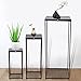 Set di 3 sgabelli per fiori, in metallo, colore nero, forma rettangolare, per piante, decorazione a colonna