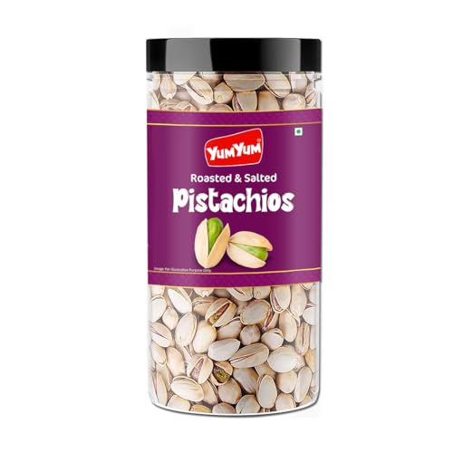 Image of YUM YUM Pistachios Roasted & Salted, Pista, 500g Jar, Rich In Protein, Phosphorus, & Dietary Fibre, Premium Nuts & Dry Fruits, Crunchy & Delicious Healthy Snack