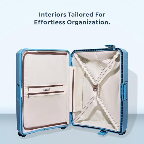 Image of CARLTON Locke Check-in Trolley Bag, 67.5cm | Medium | Hardsided Luggage| Smooth 8-Wheel Suitcase| TSA Lock with Anti Theft Zipper | Multipocket Convipack | 5-Year International Warranty (Light Blue)