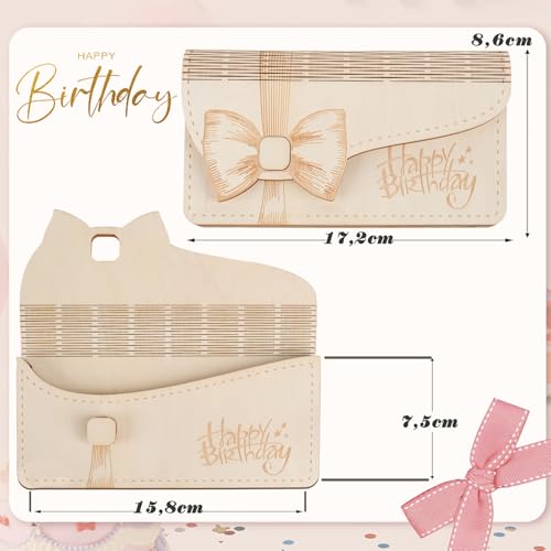 ARTREE Geldgeschenk Geburtstag für Frau & Mädchen – Elegante Geldgeschenk Verpackung mit Schleife, Kreativer Geldumschlag für Freundin, Schwester oder Familie aus Holz