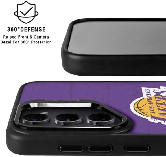 Skinit Kickstand Phone Case Compatible with Galaxy S25 - Officially Licensed NBA Los Angeles Lakers Purple Primary Logo Design