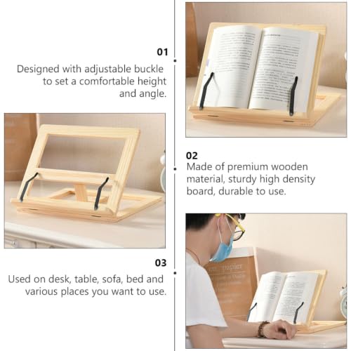 Support de lecture hauteur réglable KICHOUSE pliable bois pour document - 4