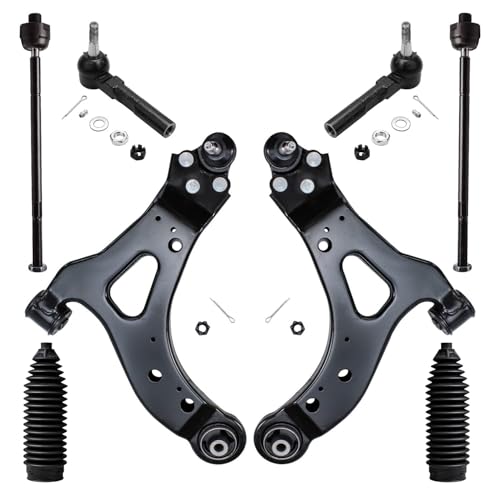 Image of Detroit Axle - FWD Front End Suspension Kit for 05-09 Chevy Uplander Buick Terraza Pontiac Montana Saturn Relay 2 Lower Control Arms Ball Joints 4 Outer Inner Tie Rods 2 Boots Replacement - 8pc Set