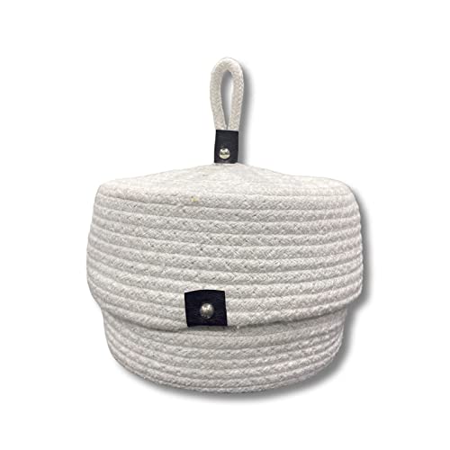 Image of Multi-Purpose Essential Jute Basket With Lid Storage Baskets For Bathroom Living Room & Kitchen | Organizer Box | Storage And Organizer Box (White)