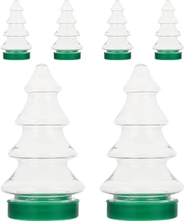 Gadpiparty 6pcs Christmas Candy Jar Xmas Tree Shape cookie jars Clear Plastic Fillable Ornaments Christmas Candy Organizer Canisters Gift Box Bottle Holder