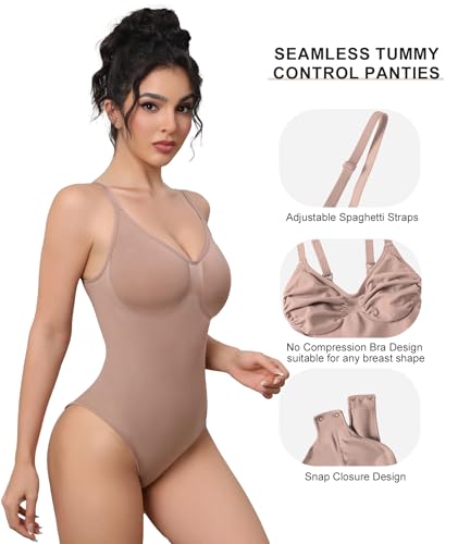 Image of Women's Strapless Shapewear Bodysuit for Women Tummy Control Shapewear, Seamless Body Shaper with Removable Straps