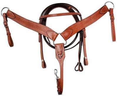 D&L Saddlery Leather Western Endurance Trail Horse Saddle Handmade Comfort with Horn Equestrian Horseback Riding Tack, Matching Headstall,Breast Collar,Reins Size:14"-18" inches Seat, M09