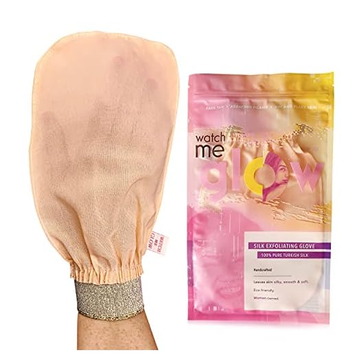 WATCH ME GLOW Luva esfoliante de seda 100% seda turca esfoliante profunda esfoliante corporal esfoliante corporal para remoção de pele morta suaviza a pele e a luva esfoliante de queratose pilar