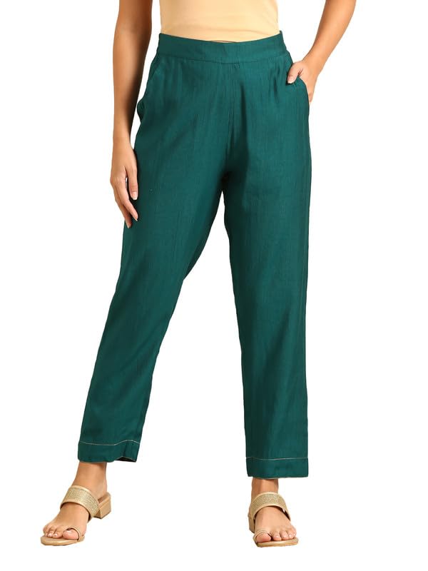 de moza Women Cigarette Pant Woven Bottom Solid Polyester-picture-11